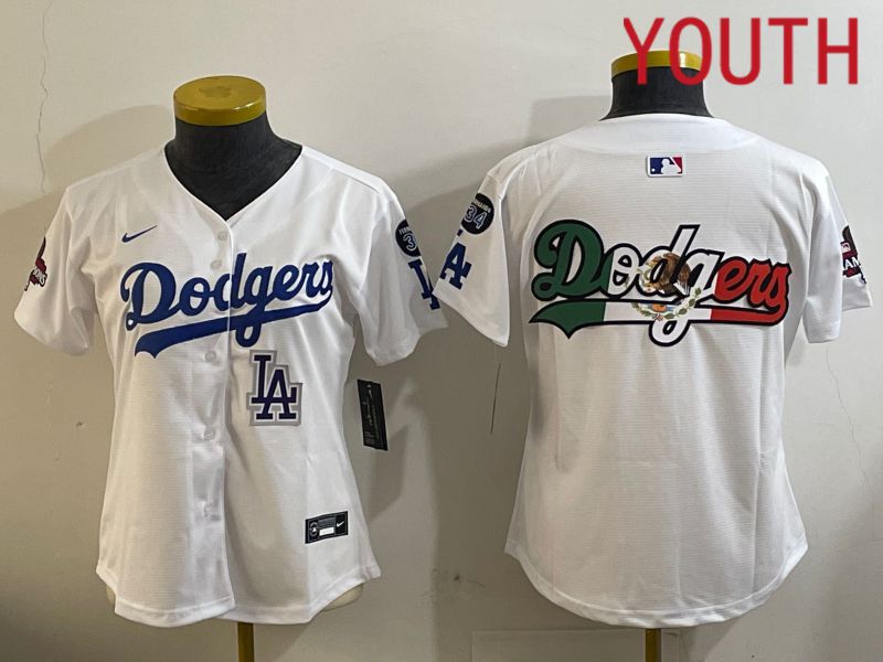 Youth Los Angeles Dodgers Blank White Game 2024 Nike MLB Jersey style 12093->youth mlb jersey->Youth Jersey